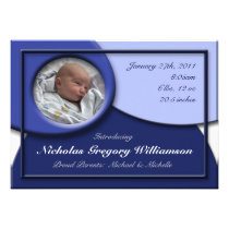 Rounded Dark Blue Birth Announcements