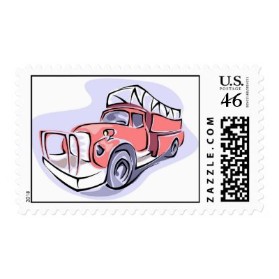 Rounded Fire Truck Postage Stamps by slinky789