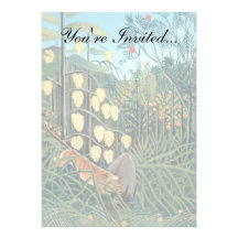 Rousseau - Battling Tiger and Buffalo Custom Invitation