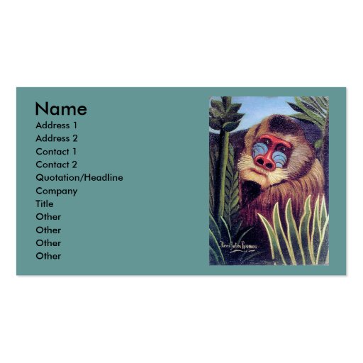 Rousseau's "Mandrill in the Jungle" (circa 1909) Business Card Template (front side)