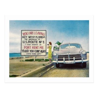Route 1, Key West, Florida Retro Vintage Postcard