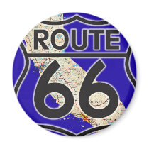 Route 66 Blue California Fridge Magnets