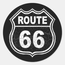 Route 66 Distressed Round Sticker