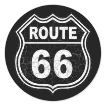 Route 66 Distressed Round Sticker