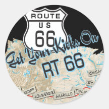 route 66 gifts round sticker