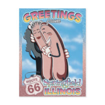 Route 66 Greetings Springfield Illinois Postcard
