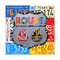 Route 66 Highway Road Sign License Plate Art canvas prints