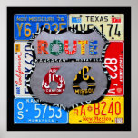 Route 66 Highway Road Sign License Plate Art Print