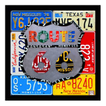 Route 66 Highway Road Sign License Plate Art posters