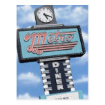 Route 66 Metro Diner Retro Neon Sign Postcard