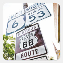 Route 66 Mother Road Square Stickers