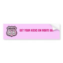 Route 66 Pretty Pink Bumper Sticker bumper stickers by spacedust Route 66 Pretty Pink Bumper Sticker bumper stickers