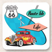 Route 66 Red Hot Rod Café Coasters
