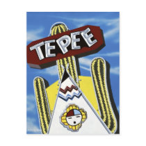 Route 66 Tepee Curiol Retro Neon Sign Postcards