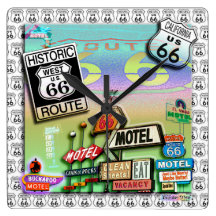 ROUTE 66 Wall CLOCK by PopArtDiva