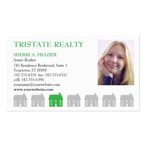 Row Houses Green Real Estate Business Card Templates