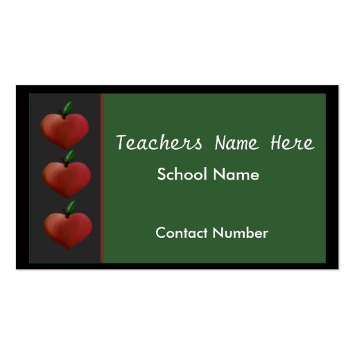 Row of Apples Teachers Business Card (front side)