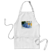Row of Blue Rocking Chairs aprons