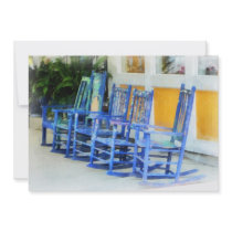 Row of Blue Rocking Chairs invitations