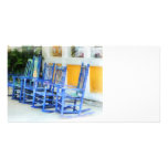 Row of Blue Rocking Chairs Personalized Photo Card
