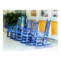 Row of Blue Rocking Chairs posters