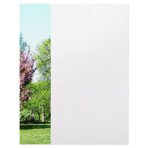 Row of Flowering Trees Letterhead Template