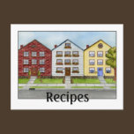 Row Of Houses Recipe Card postcards