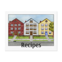 Row Of Houses Recipe Card postcards by 13BlackCatsDesigns Row Of Houses Recipe Card postcards