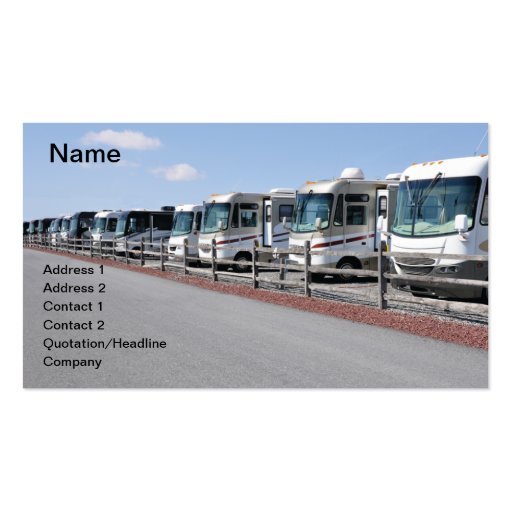 row of new recreational vehicles business card template