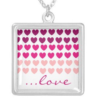 Row of Pink Hearts Love Necklace necklace