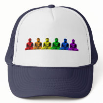 Row of Rainbow Buddhas hats by rainbowthree Row of Rainbow Buddhas hats