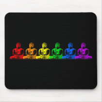 Row of Rainbow Buddhas Mouse Pad