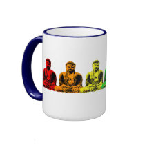 Row of Rainbow Buddhas mugs