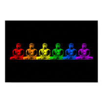 Row of Rainbow Buddhas posters