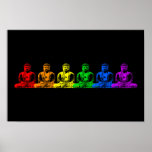 Row of Rainbow Buddhas Posters