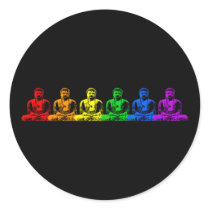 Row of Rainbow Buddhas stickers by rainbowthree Row of Rainbow Buddhas stickers
