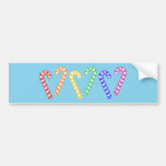 Row of Rainbow Candy Canes Bumper Stickers