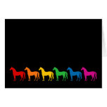 Row of Rainbow Color Horses Cards
