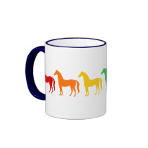 Row of Rainbow Color Horses Coffee Mug