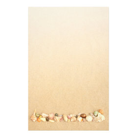 Row of Seashells on Beach sand Personalized Stationery