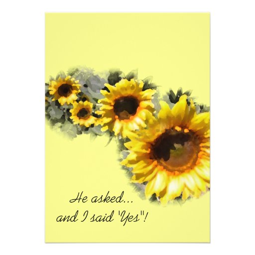 Row of Sunflowers Engagement Party Invitation