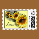 Row of Sunflowers Love Postage Stamp stamps