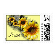 Row of Sunflowers Love Postage Stamp