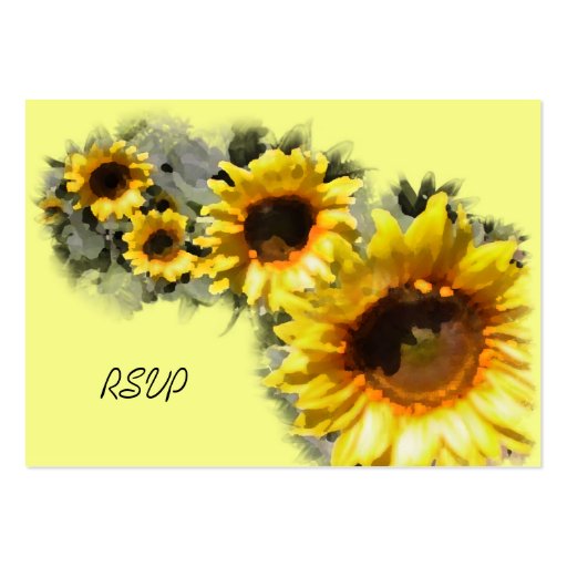 Row of Sunflowers Wedding RSVP Response Card Business Card Template (front side)