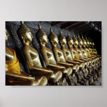 Row of Thai Buddha images Poster