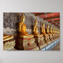 Row of Thai Buddha images Poster