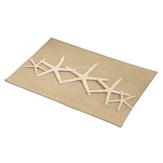 Row of White Starfish Place Mats