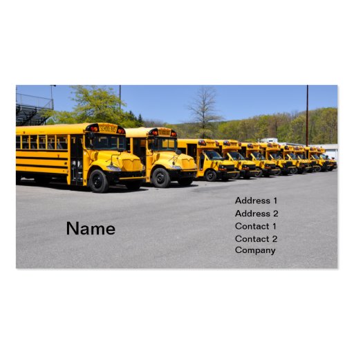 row of yellow school buses business cards