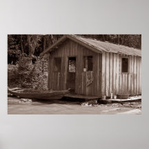 Rowboat and Shack, Amazon River, Brazil Poster