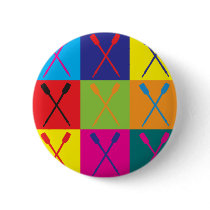 Rowing Pop Art Pinback Buttons